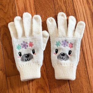 Adorable Cream Kids Gloves with Cute Animal Design